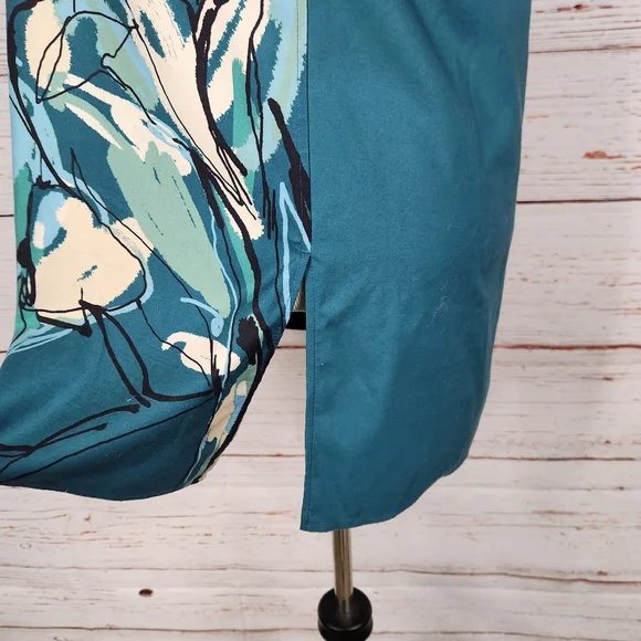 CHICOS Urban Wildflower Teal Blue Tunic Top Size 10 - Picture 4 of 6